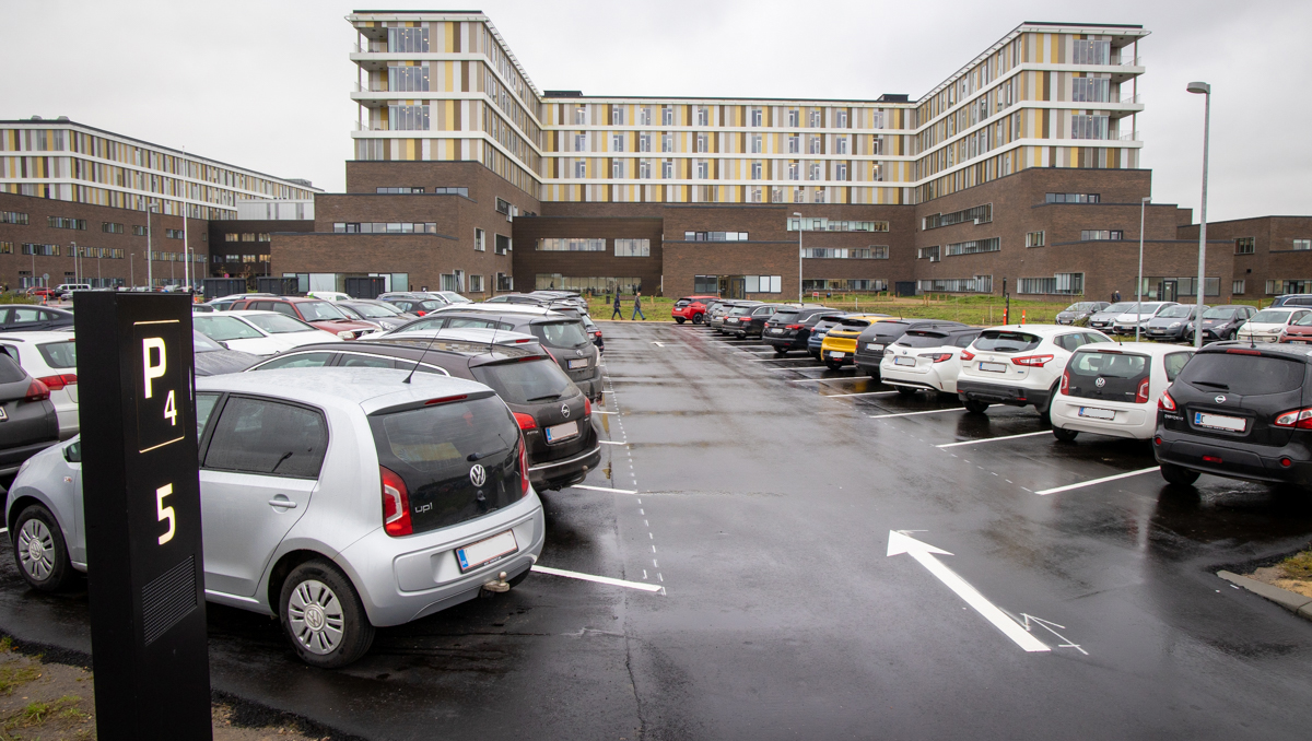 Parkeringsområde 4 ved Regionshospitalet Gødstrup.